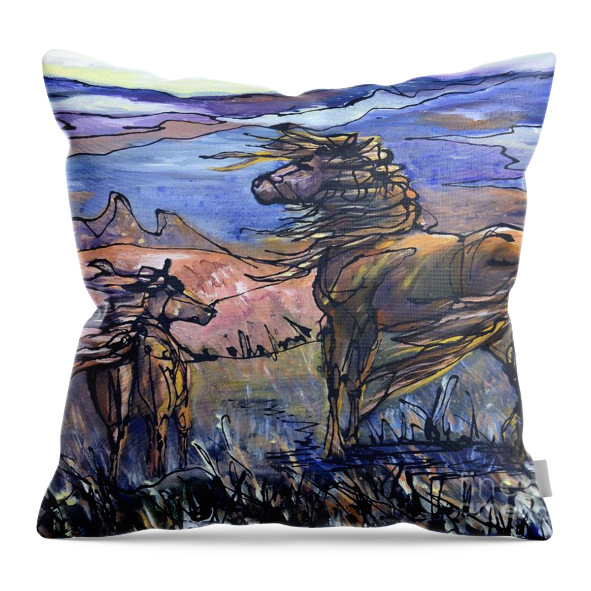 Horse Throw Pillow featuring the painting Harbinger by Jonelle T McCoy