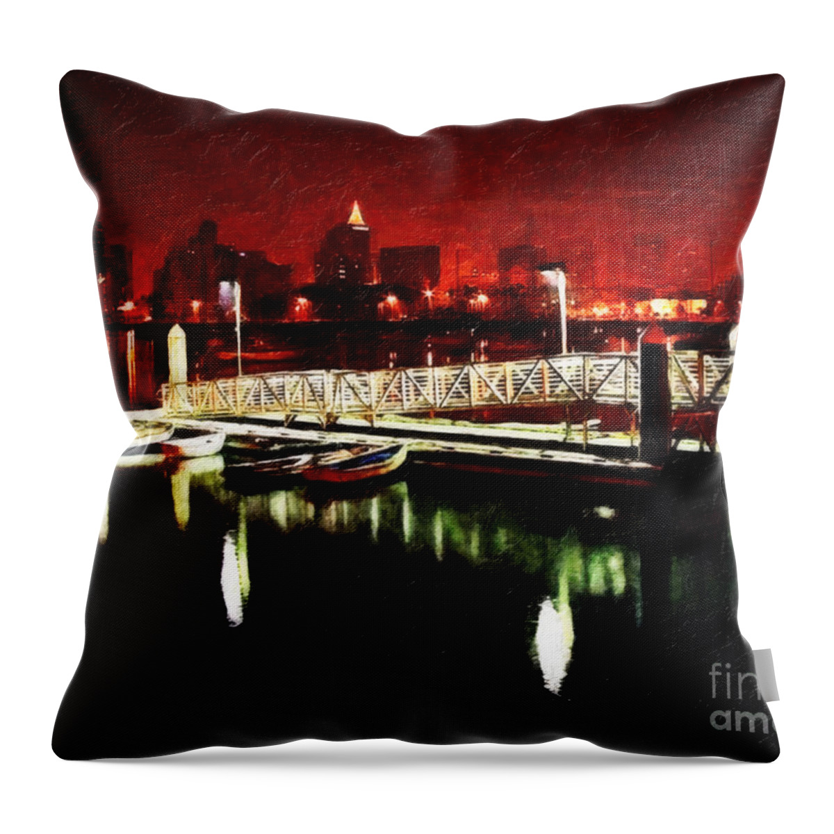 San Diego Throw Pillow featuring the digital art Harbor Lights by Lianne Schneider