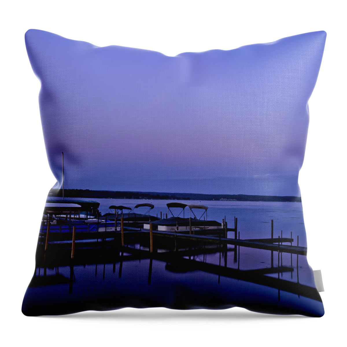 Night Throw Pillow featuring the photograph Harbor Night by Mark Papke