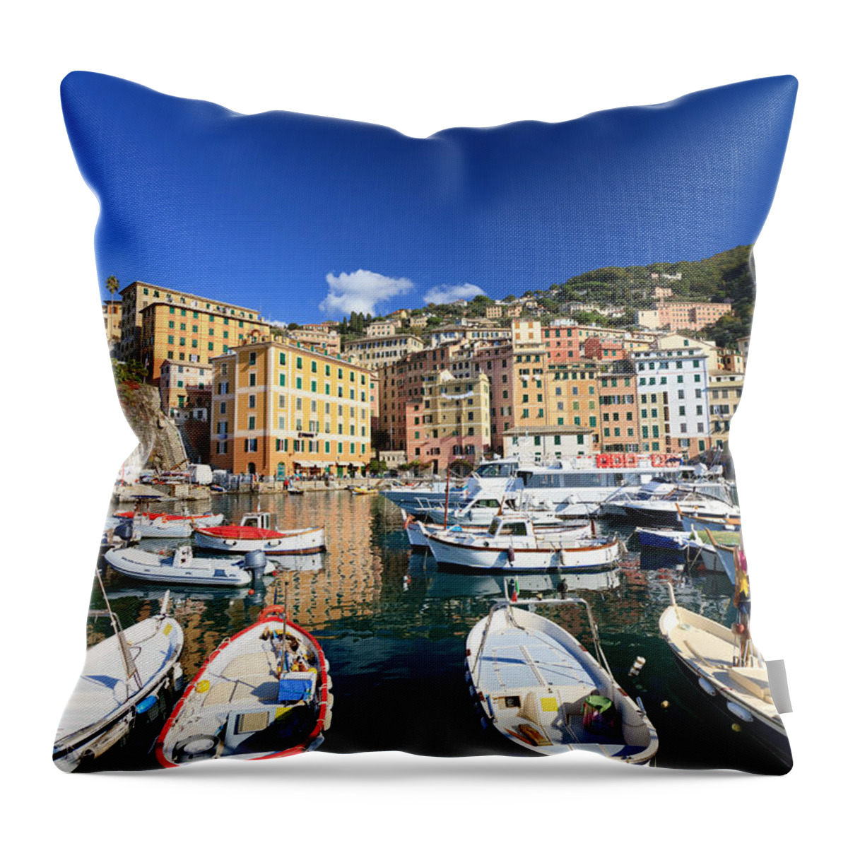 Architecture Throw Pillow featuring the photograph Harbor With Fishing Boats by Antonio Scarpi