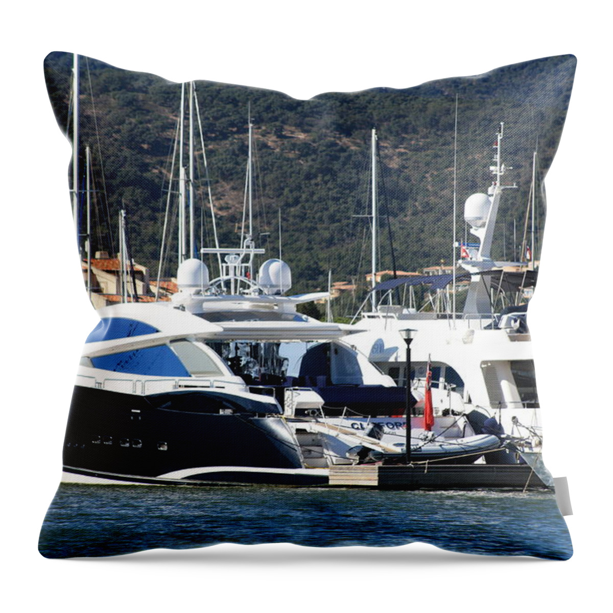 Rogerio Mariani Throw Pillow featuring the photograph Harbour docking scene by Rogerio Mariani