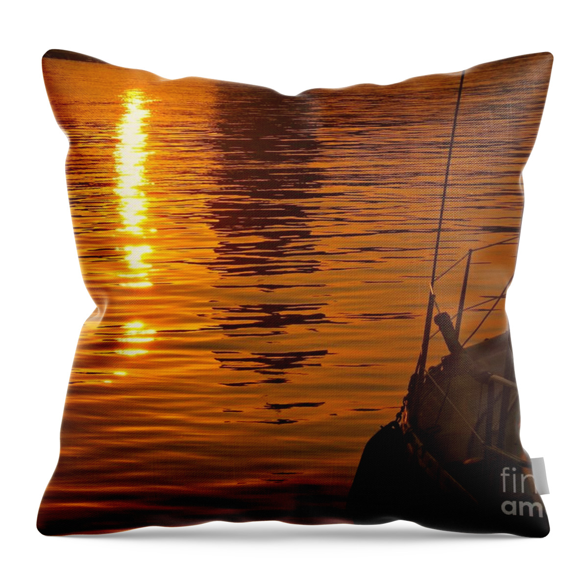 Boat Throw Pillow featuring the photograph Harbour Sunset by Clare Bevan
