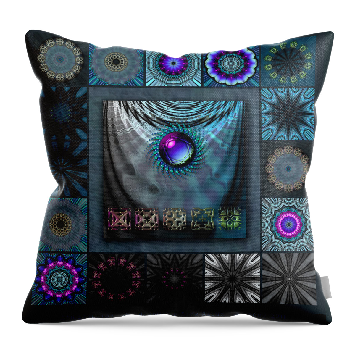 Blue Throw Pillow featuring the digital art Hardwired Star Redux by Ann Stretton