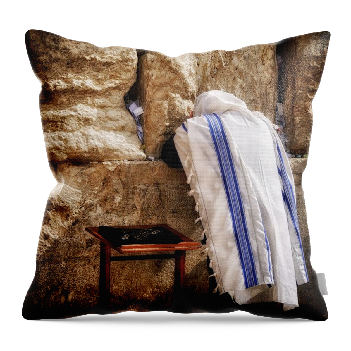 Israel Throw Pillow featuring the photograph Harken Unto My Prayer O Lord Western Wall Jerusalem by Mark Fuller