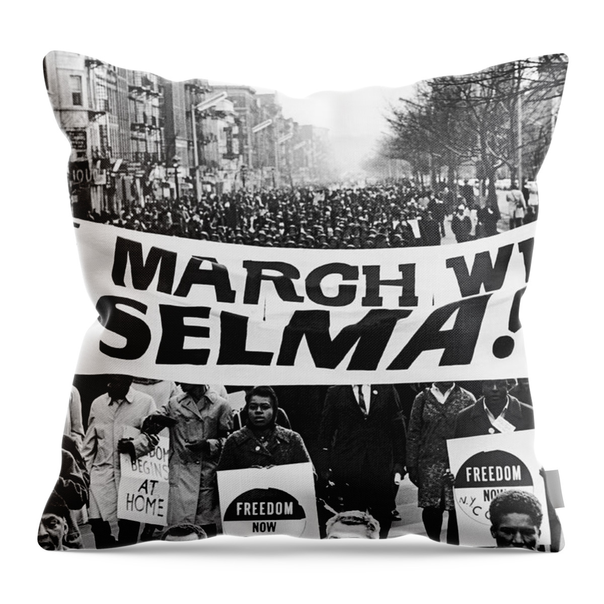 1960s Throw Pillow featuring the photograph Harlem Supports Selma by Stanley Wolfson