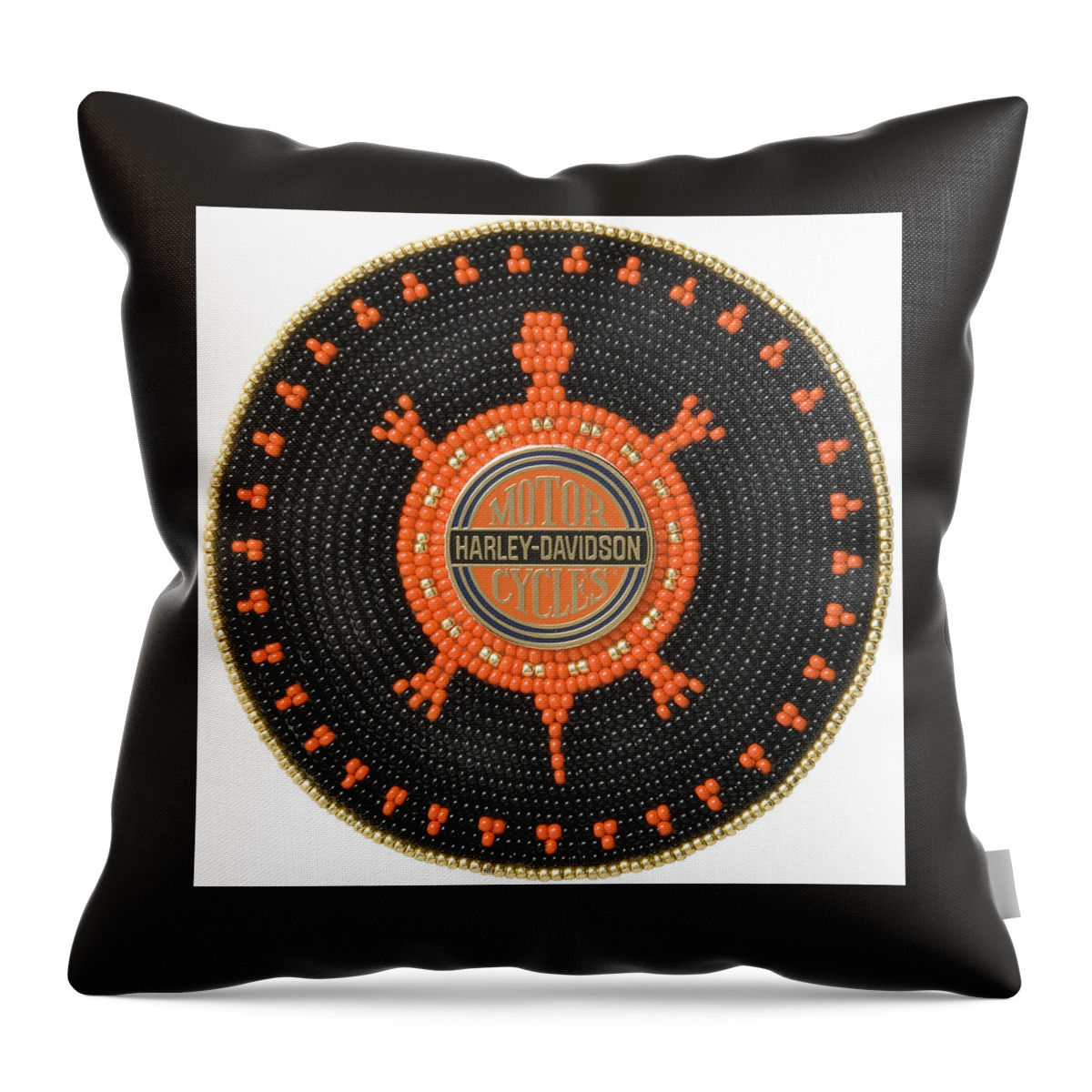 Turtle Throw Pillow featuring the mixed media Harley Davidson IV by Douglas Limon