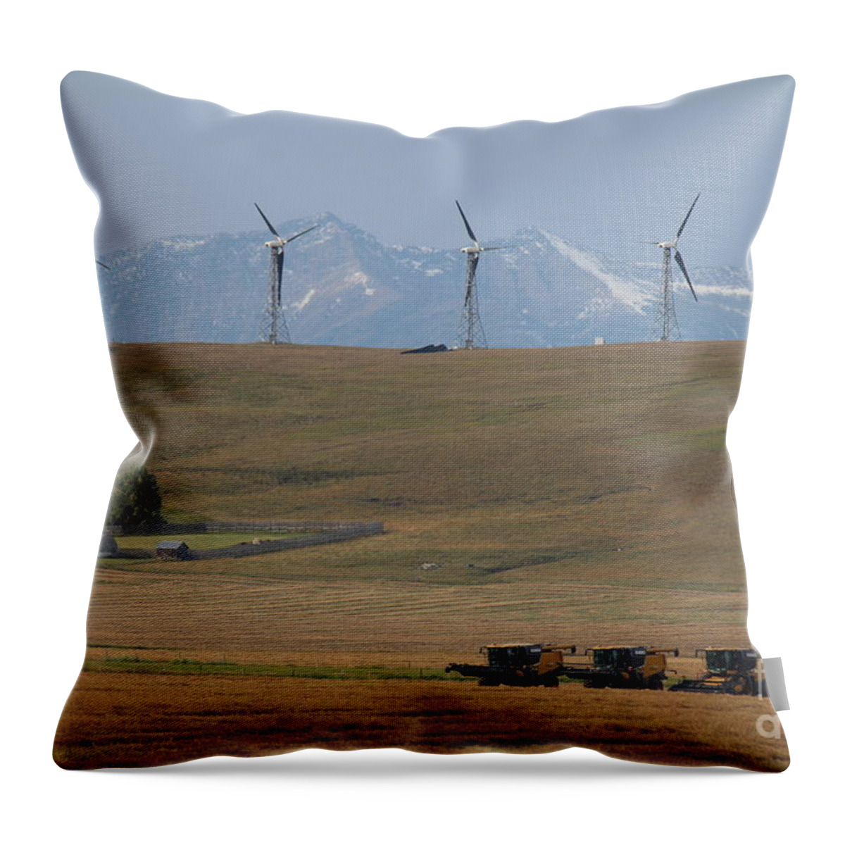 Harvest Throw Pillow featuring the photograph Harvesting Wind and Grain by Ann E Robson