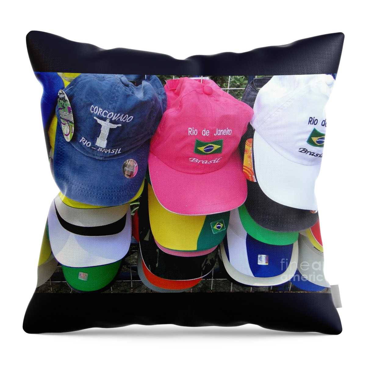 Hat Throw Pillow featuring the photograph Hats in Rio by Barbie Corbett-Newmin