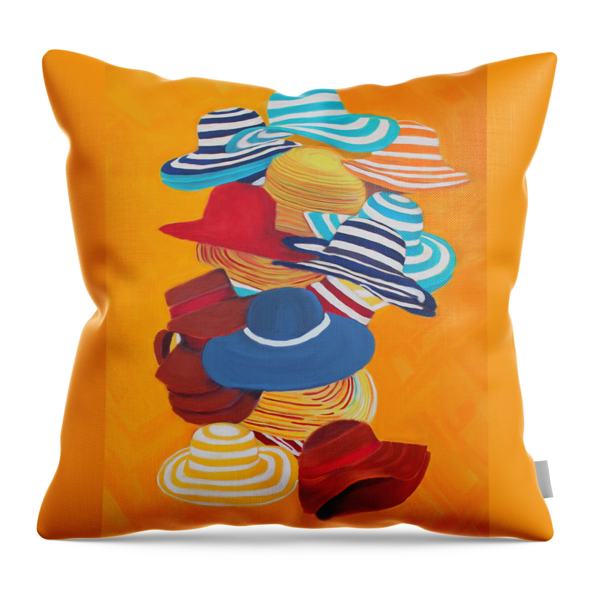 Hats Throw Pillow featuring the painting Hats Off by Deborah Boyd