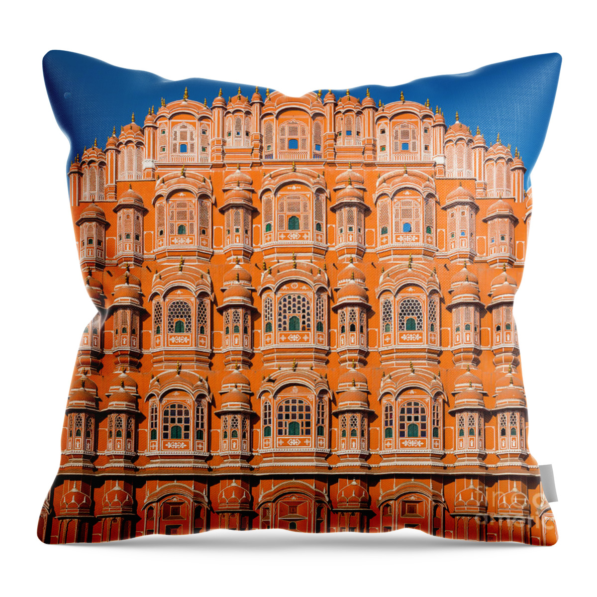 Asia Throw Pillow featuring the photograph Hawa Mahal Moon by Inge Johnsson