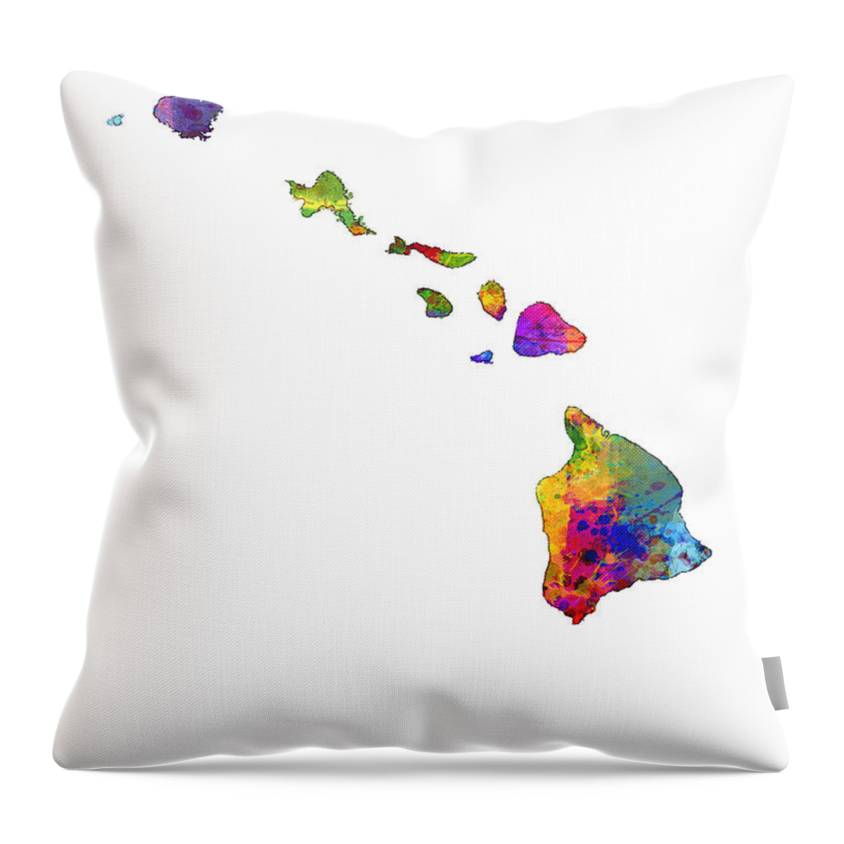 United States Map Throw Pillow featuring the digital art Hawaii Map by Michael Tompsett