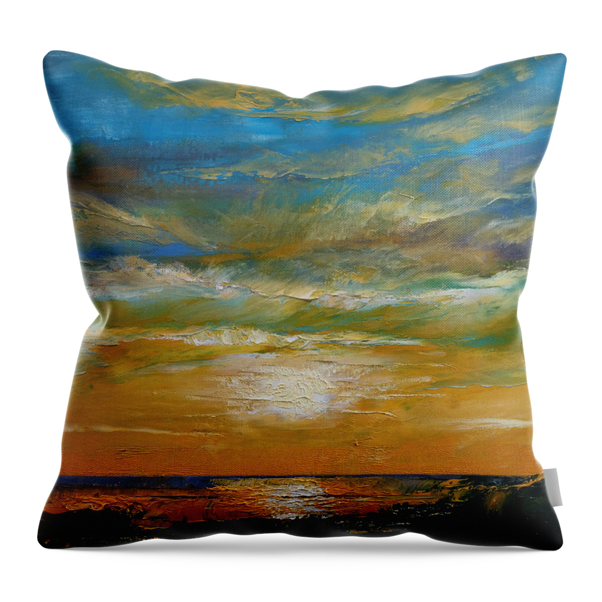 Art Throw Pillow featuring the painting Hawaii Orange Sunset by Michael Creese