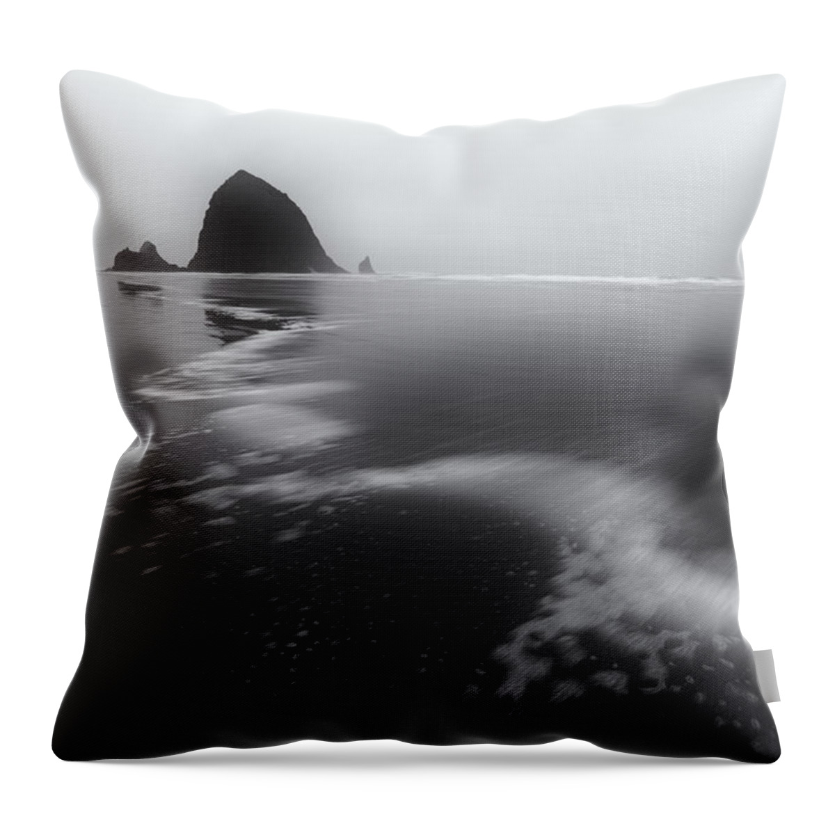 Haystack Rock Throw Pillow featuring the photograph Haystack Winds by Darren White