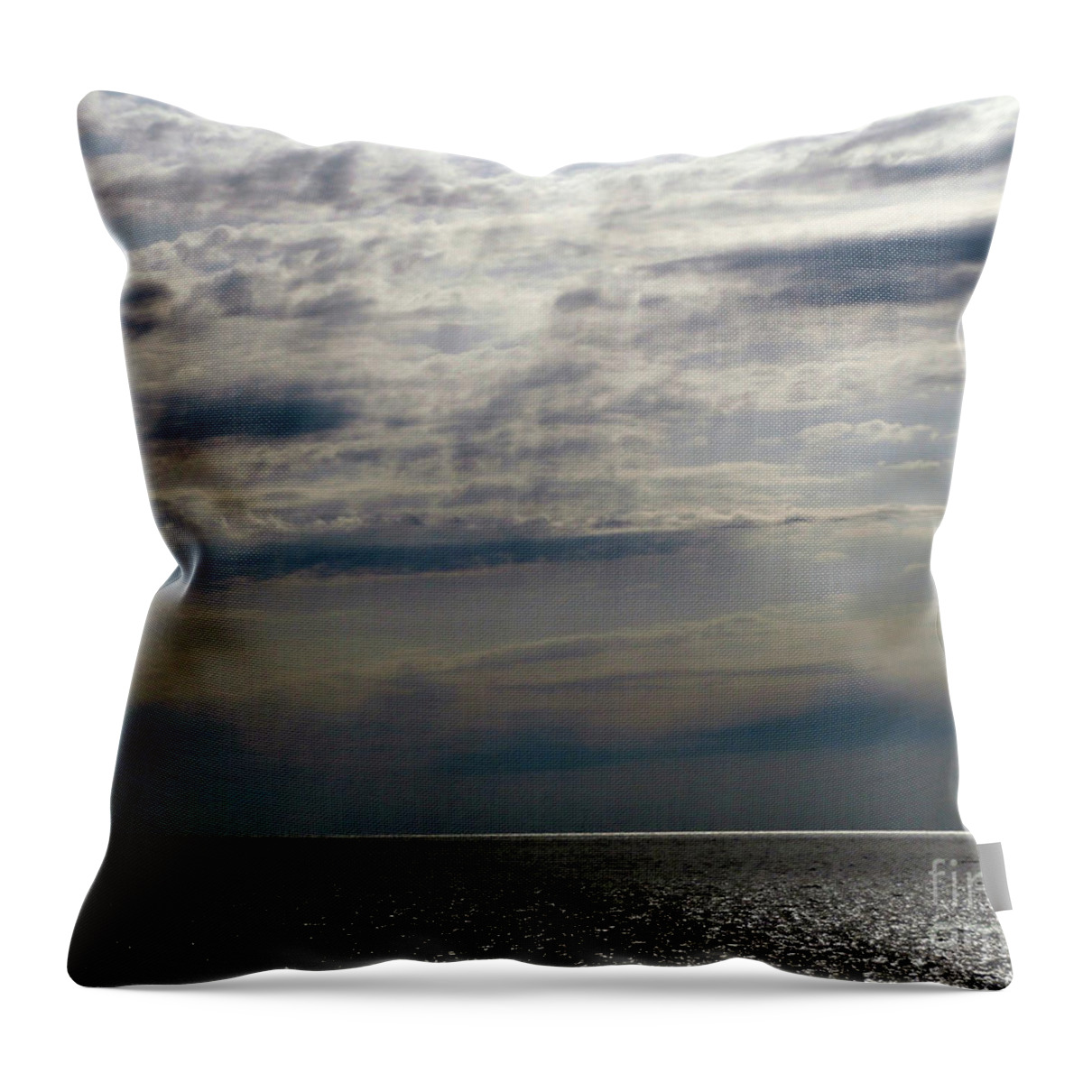 Hdr Throw Pillow featuring the mixed media HDR Storm Over The Water by Joseph Baril