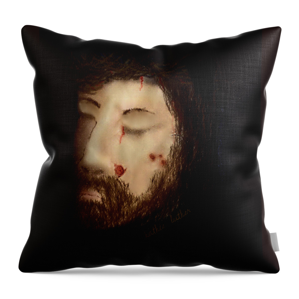 Christ Throw Pillow featuring the digital art He Became Sin for Me That I Might Become the Righteousness of God in Him by Kathleen Luther