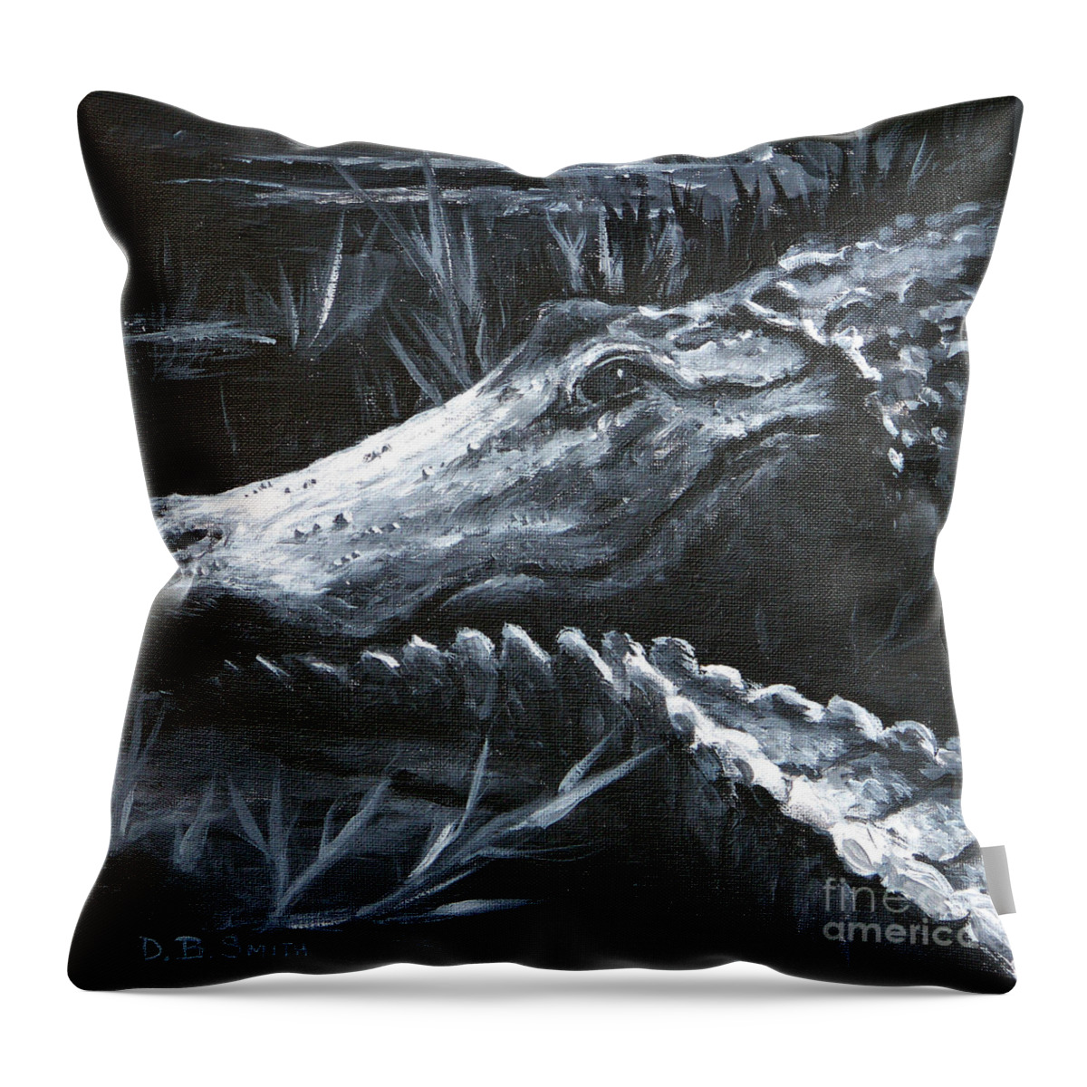 Alligator Throw Pillow featuring the painting Heads or Tails by Deborah Smith