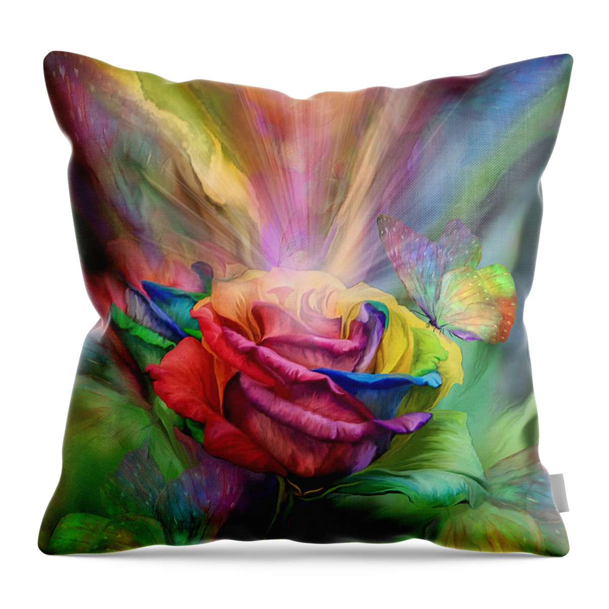 Rose Throw Pillow featuring the mixed media Healing Rose by Carol Cavalaris