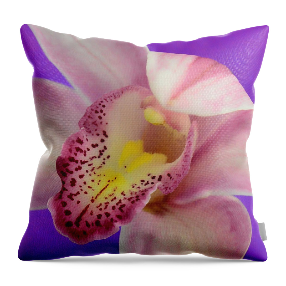 Orchid Throw Pillow featuring the photograph Hear Me Roar by Donna Blackhall