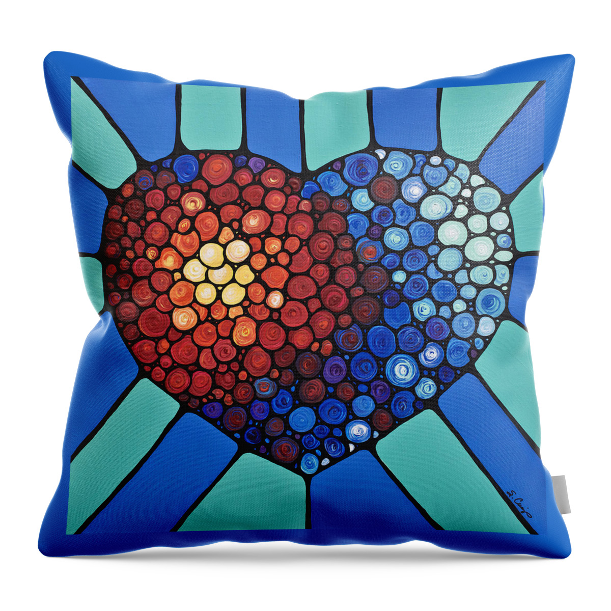Heart Throw Pillow featuring the painting Heart Art - Love Conquers All 2 by Sharon Cummings