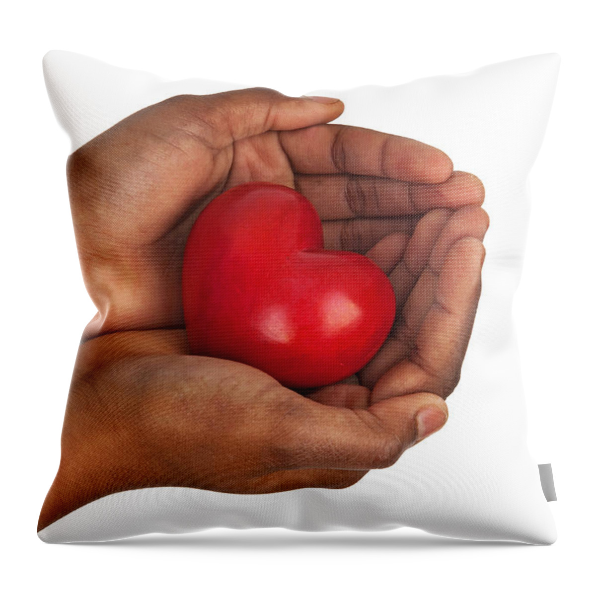 Heart Throw Pillow featuring the photograph Heart in Hands by Chevy Fleet