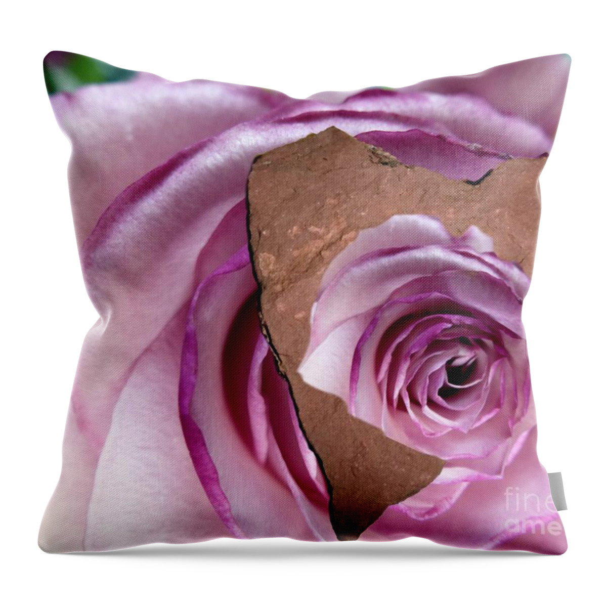 Rose Throw Pillow featuring the photograph Heart Rock Neptune Rose by Mars Besso