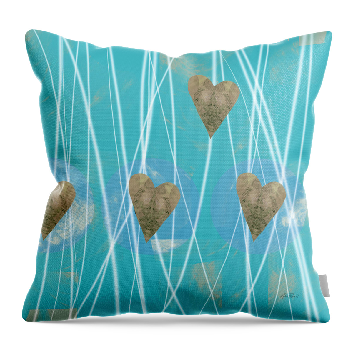 Heart Throw Pillow featuring the painting Heart Strings abstract art by Ann Powell