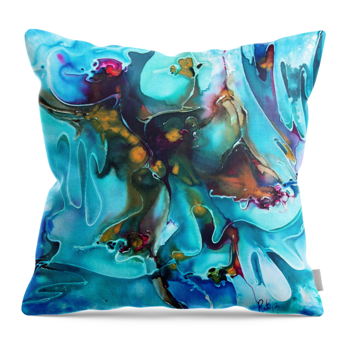Abstract Throw Pillow featuring the painting Heart Throb by Pat Purdy