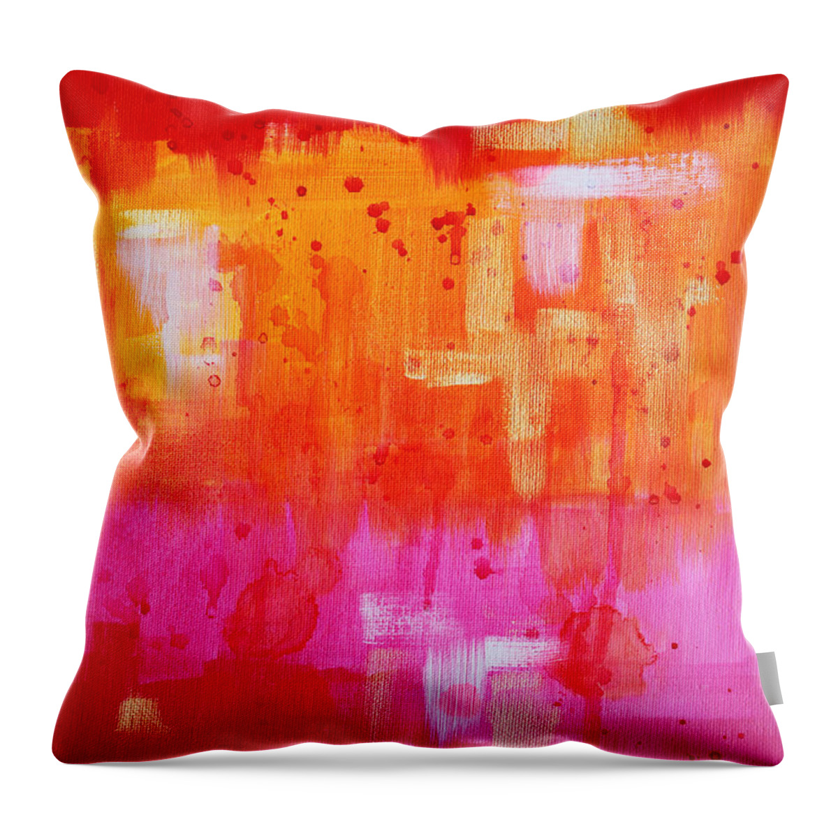 Red Throw Pillow featuring the painting Heat by Nancy Merkle