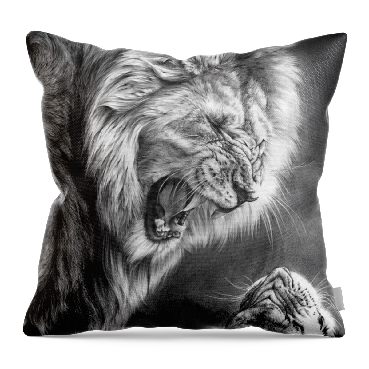 Lion Throw Pillow featuring the drawing Heat Of The Night by Peter Williams