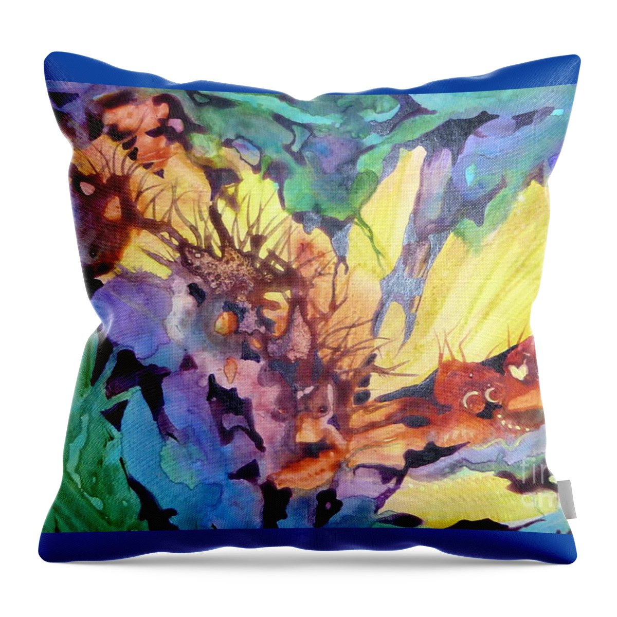 Rainbow Colors Throw Pillow featuring the painting Heat Wave by Joan Clear