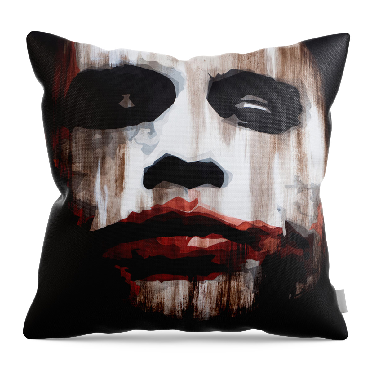 The Joker Throw Pillow featuring the painting Heath Ledger Why So Serious by Brad Jensen