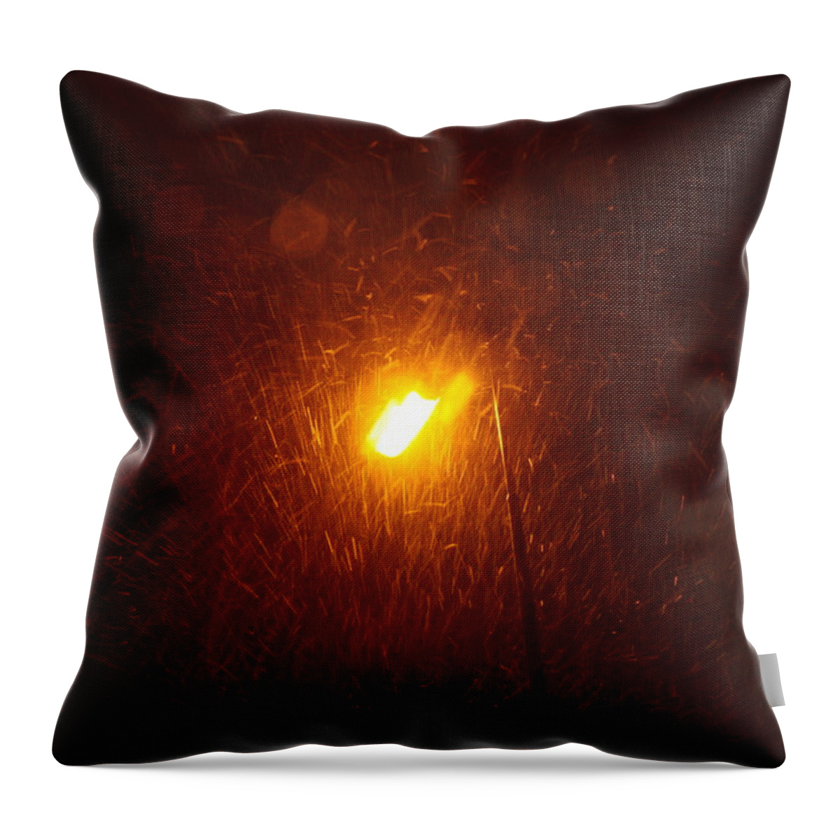 Snow Storm Throw Pillow featuring the photograph Heavy Snows by Lamplight by Jean Walker