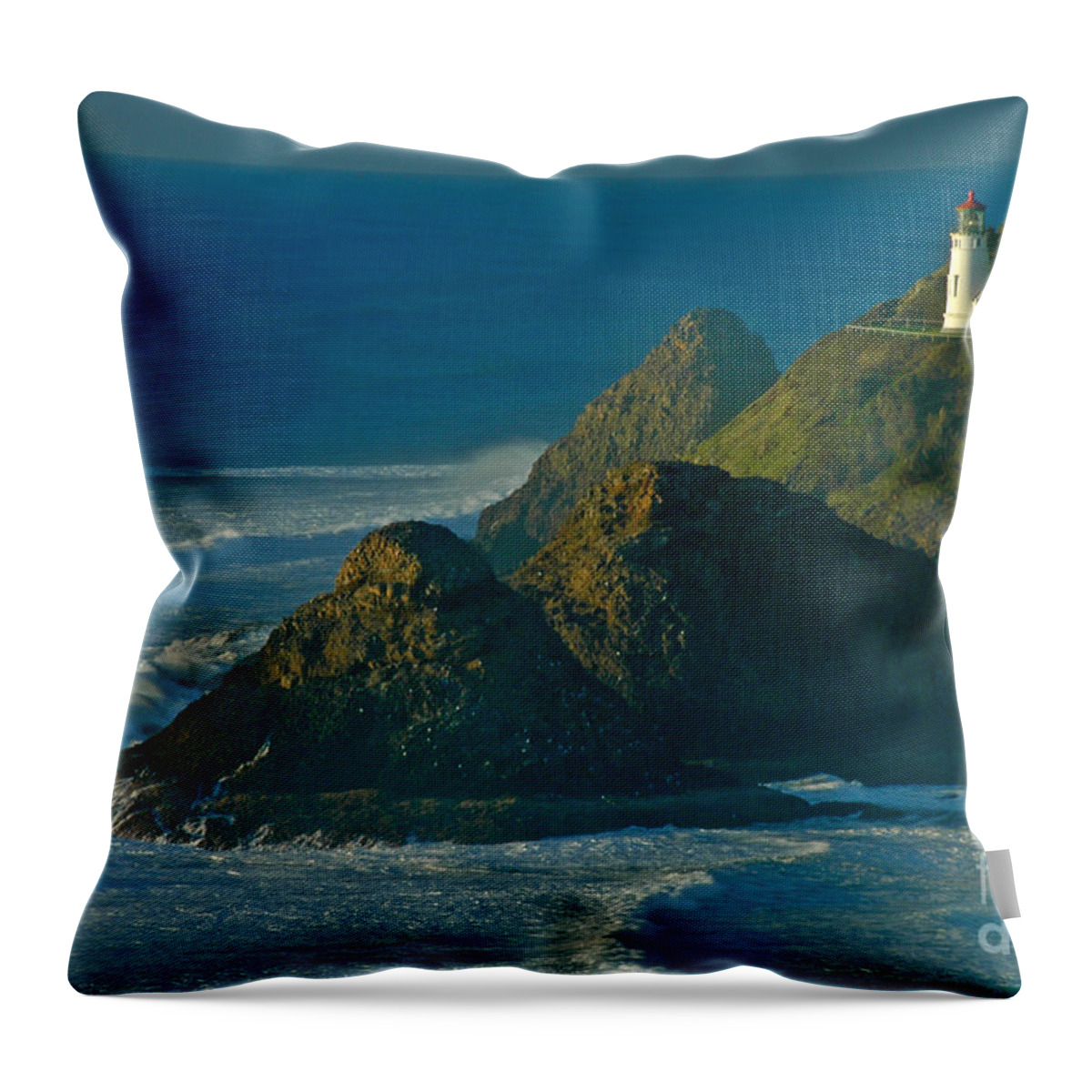 Pacific Throw Pillow featuring the photograph Heceta Head Seascape by Nick Boren