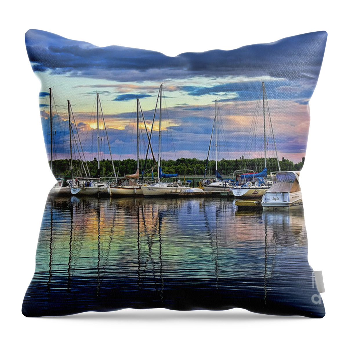 Boats Throw Pillow featuring the photograph Hecla Island Boats by Teresa Zieba
