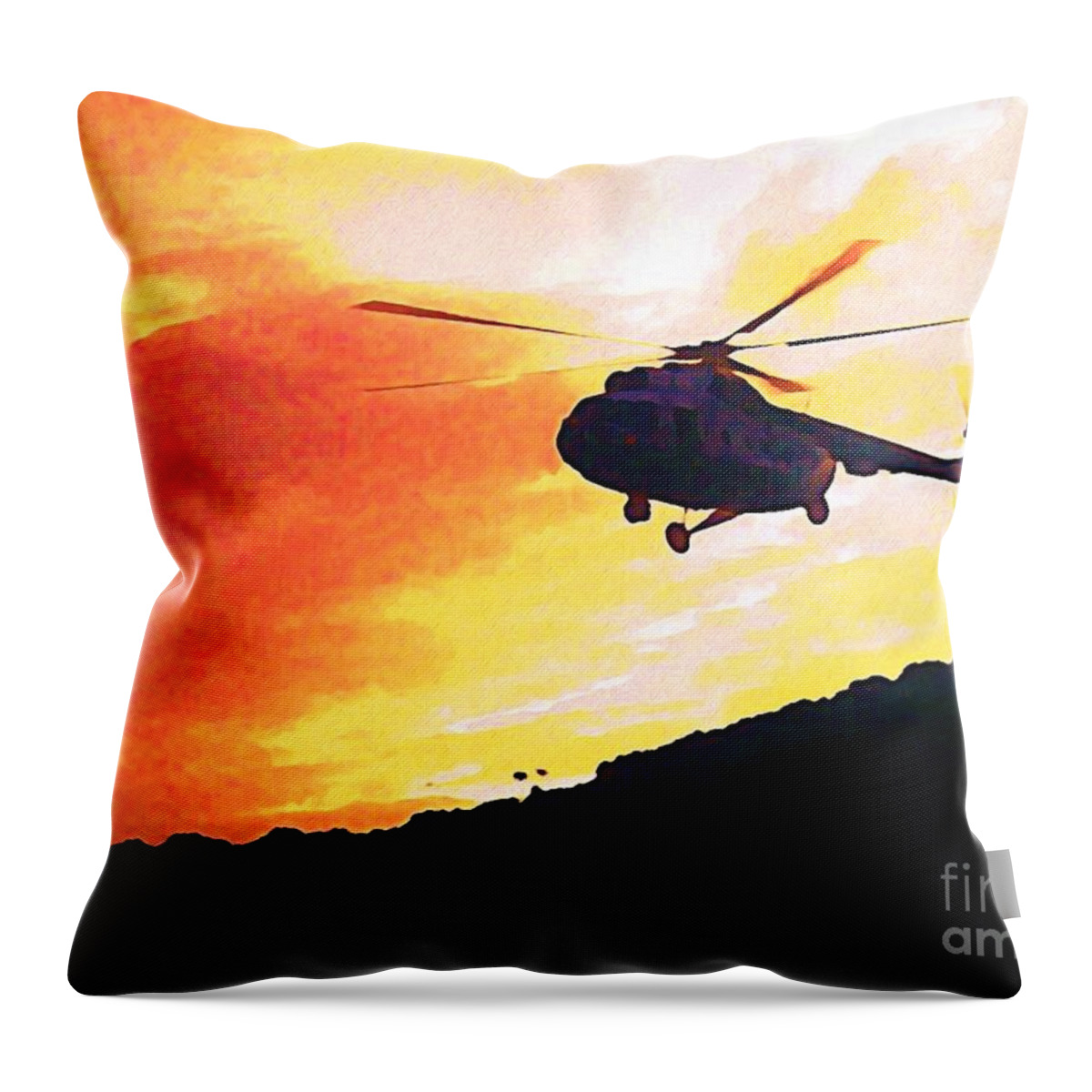 Halifax Nova Scotia Throw Pillow featuring the digital art Helicopter by John Malone
