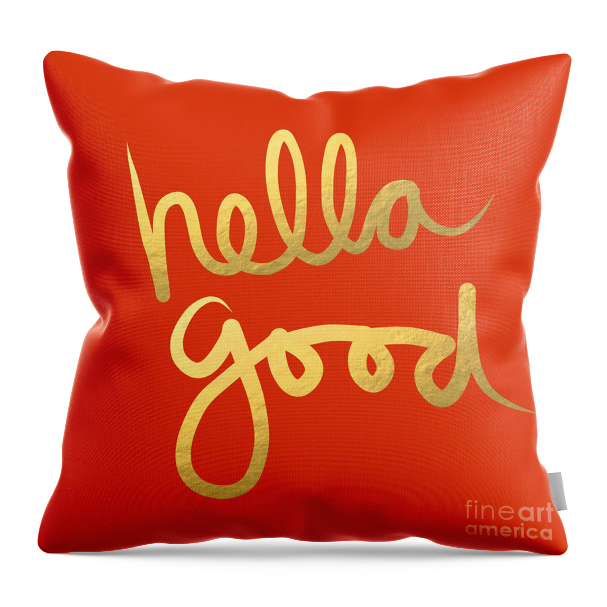 Hella Good Throw Pillow featuring the painting Hella Good in Orange and Gold by Linda Woods