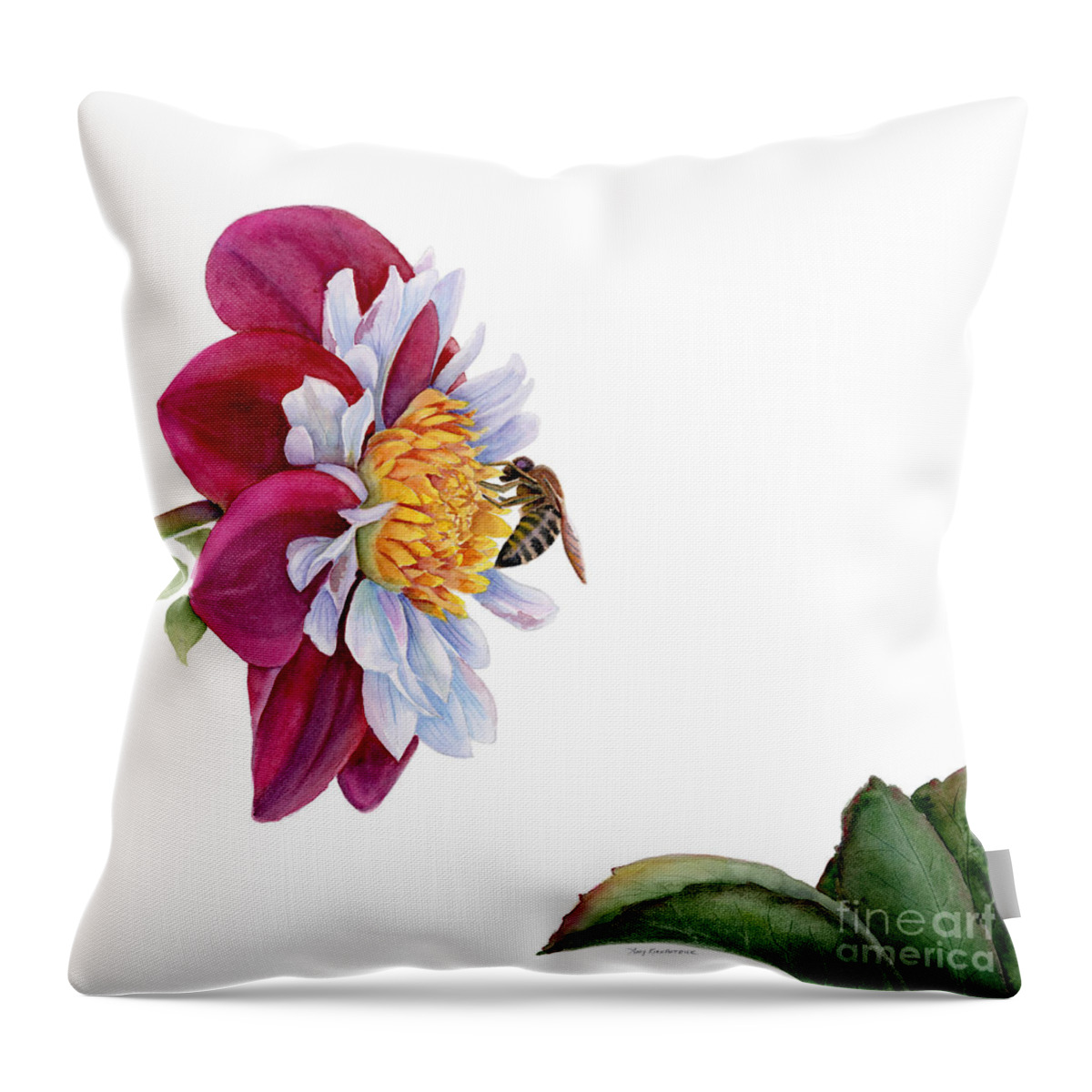 Pink Dahlia Throw Pillow featuring the painting Hello My Flower by Amy Kirkpatrick