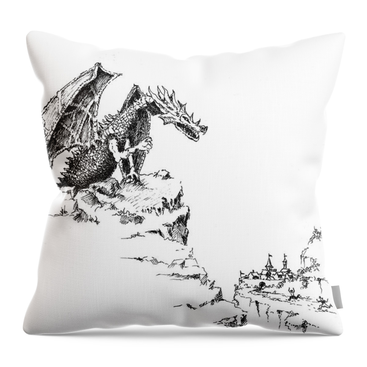 Dragon Throw Pillow featuring the drawing Hello There by Sam Sidders