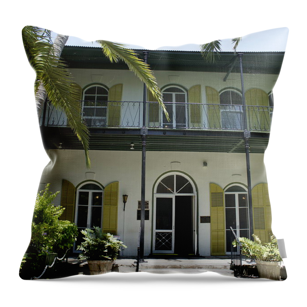 Ernest Hemingway's House Throw Pillow featuring the photograph Hemingway's Hideaway by Laurie Perry