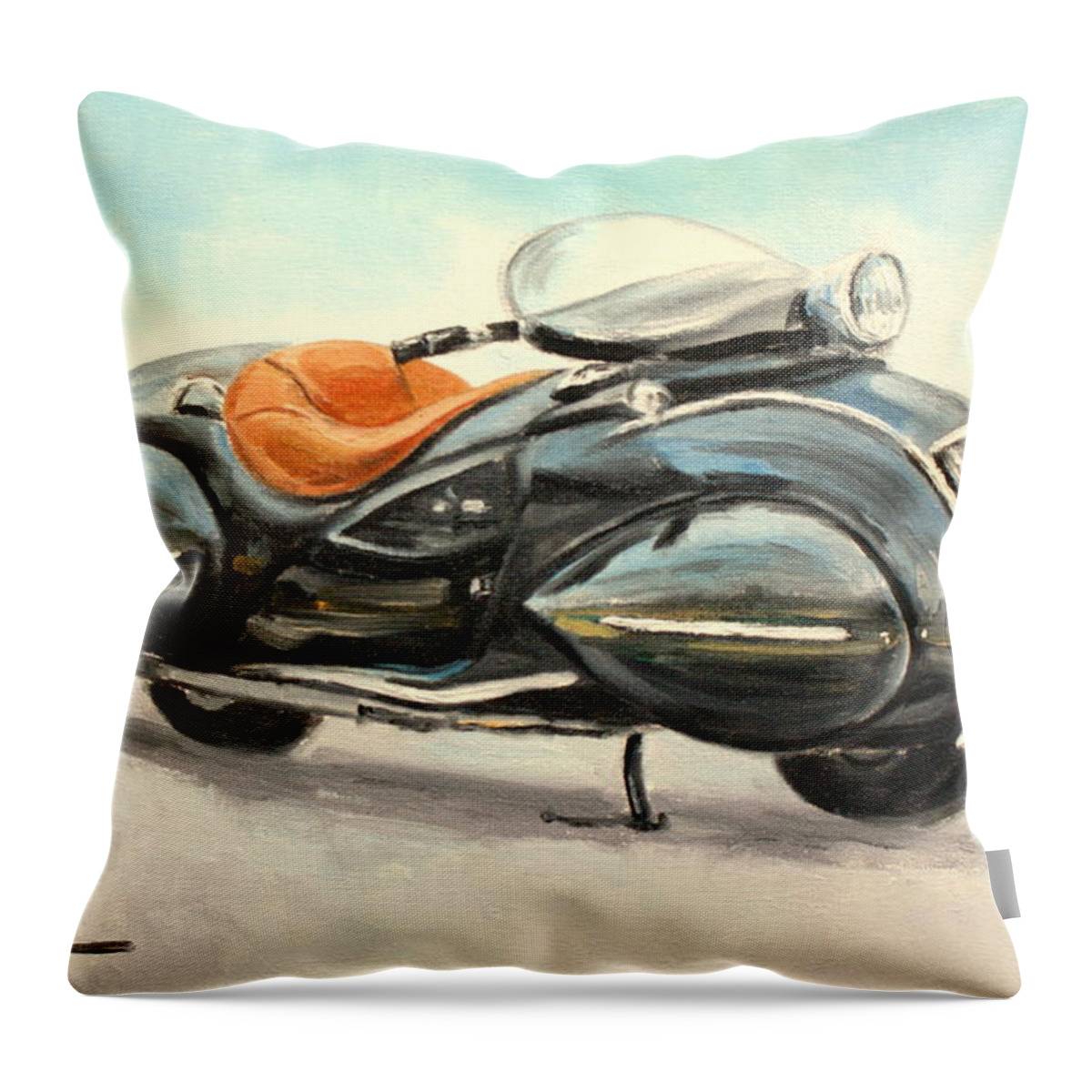 Motorcycle Throw Pillow featuring the painting Henderson Art Deco by Luke Karcz