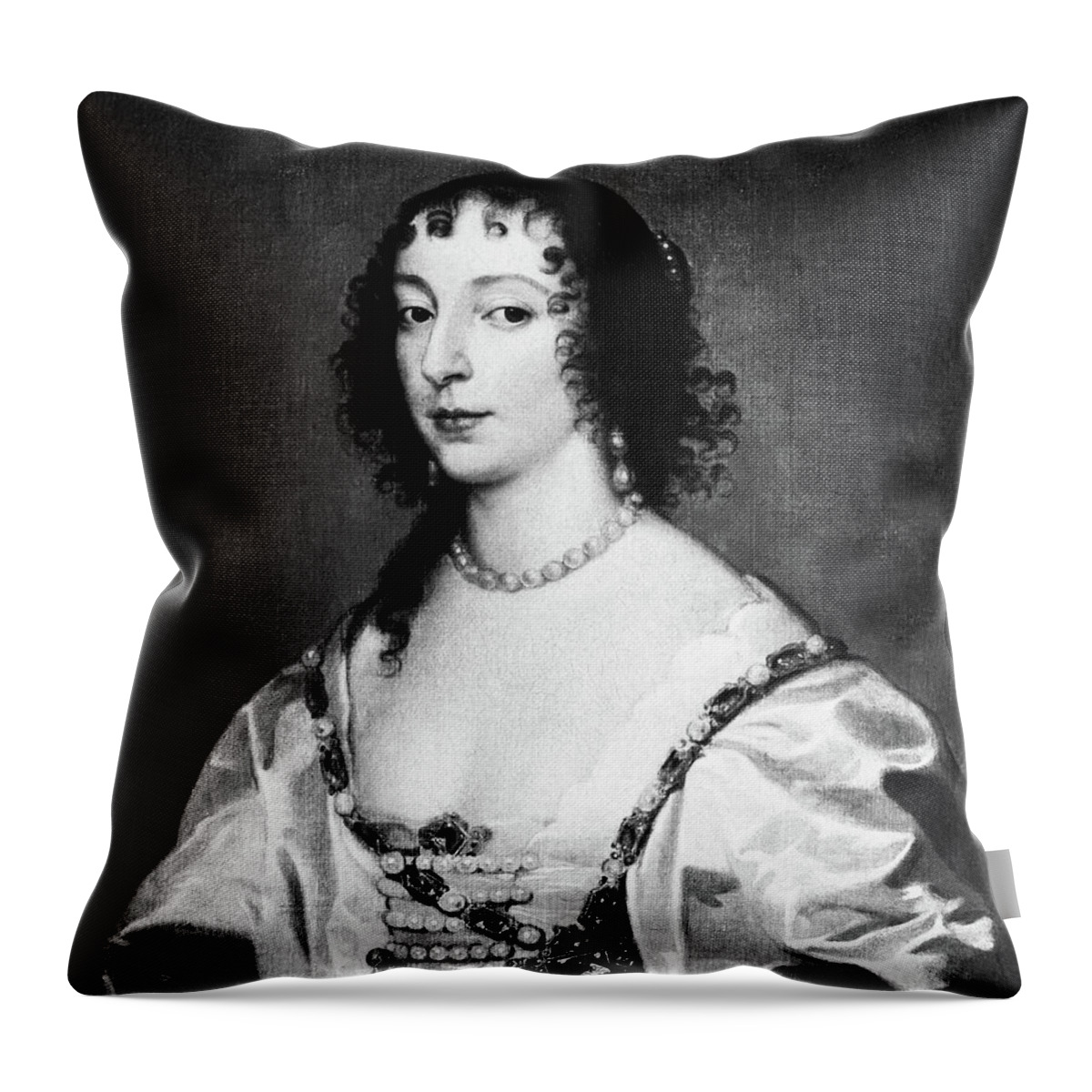 Anthony Throw Pillow featuring the painting Henrietta Maria (1609-1669) by Granger