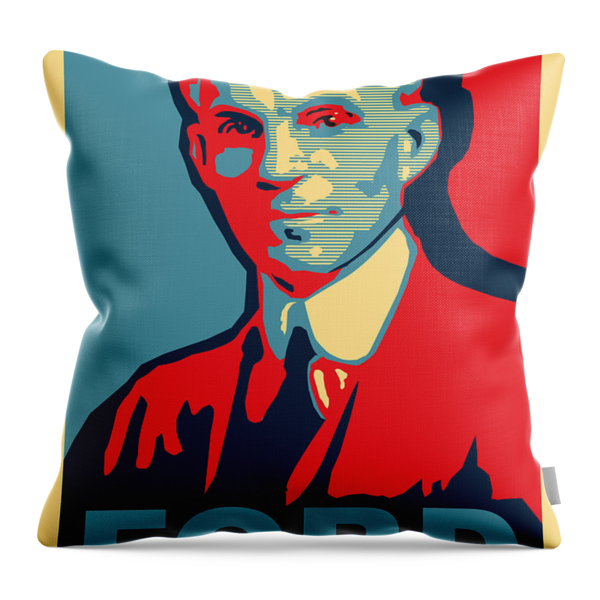 Ford Throw Pillow featuring the mixed media Henry Ford by Design Turnpike