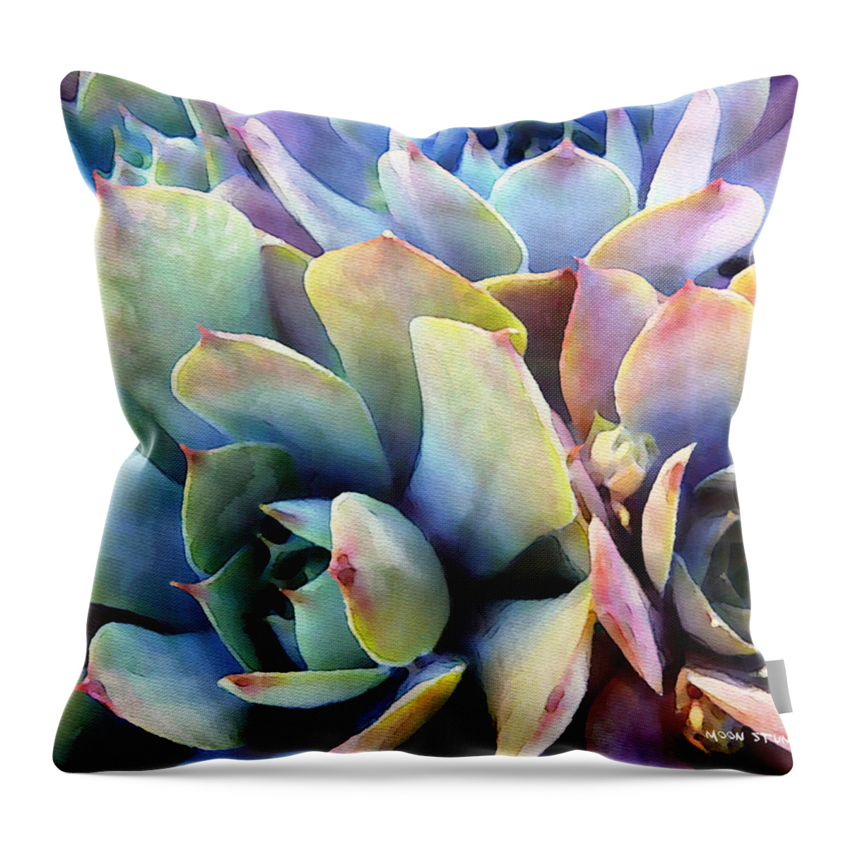 Hens And Chicks Photography Throw Pillow featuring the painting Hens and Chicks series - Soft Tints by Moon Stumpp