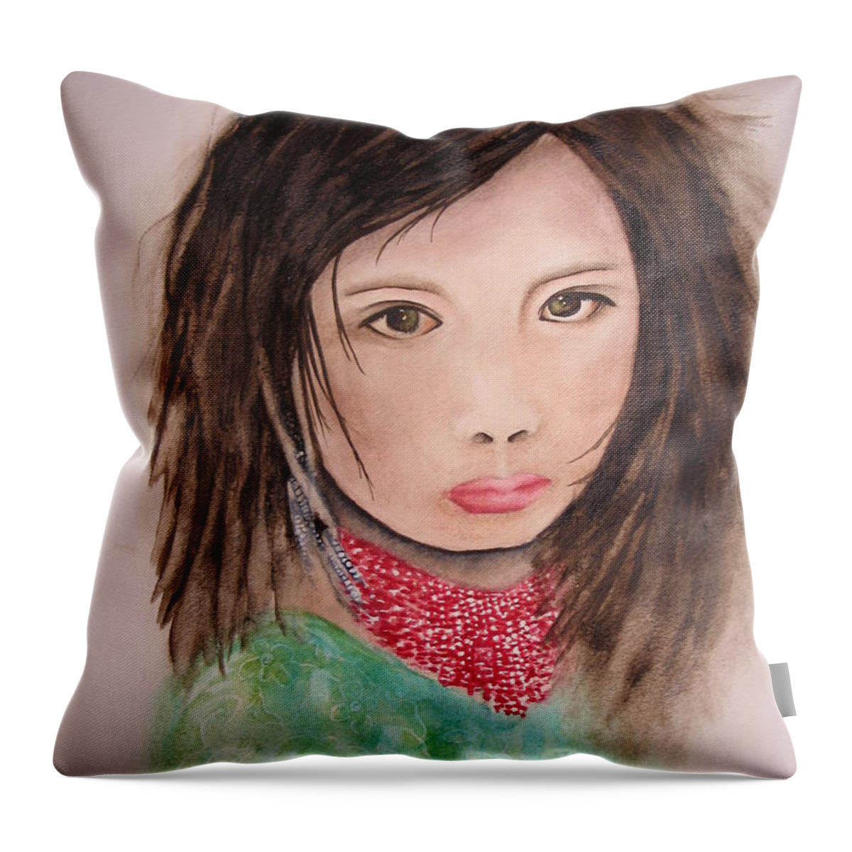 Fine Art Painting Throw Pillow featuring the painting Her Expression Says it All by Chrisann Ellis