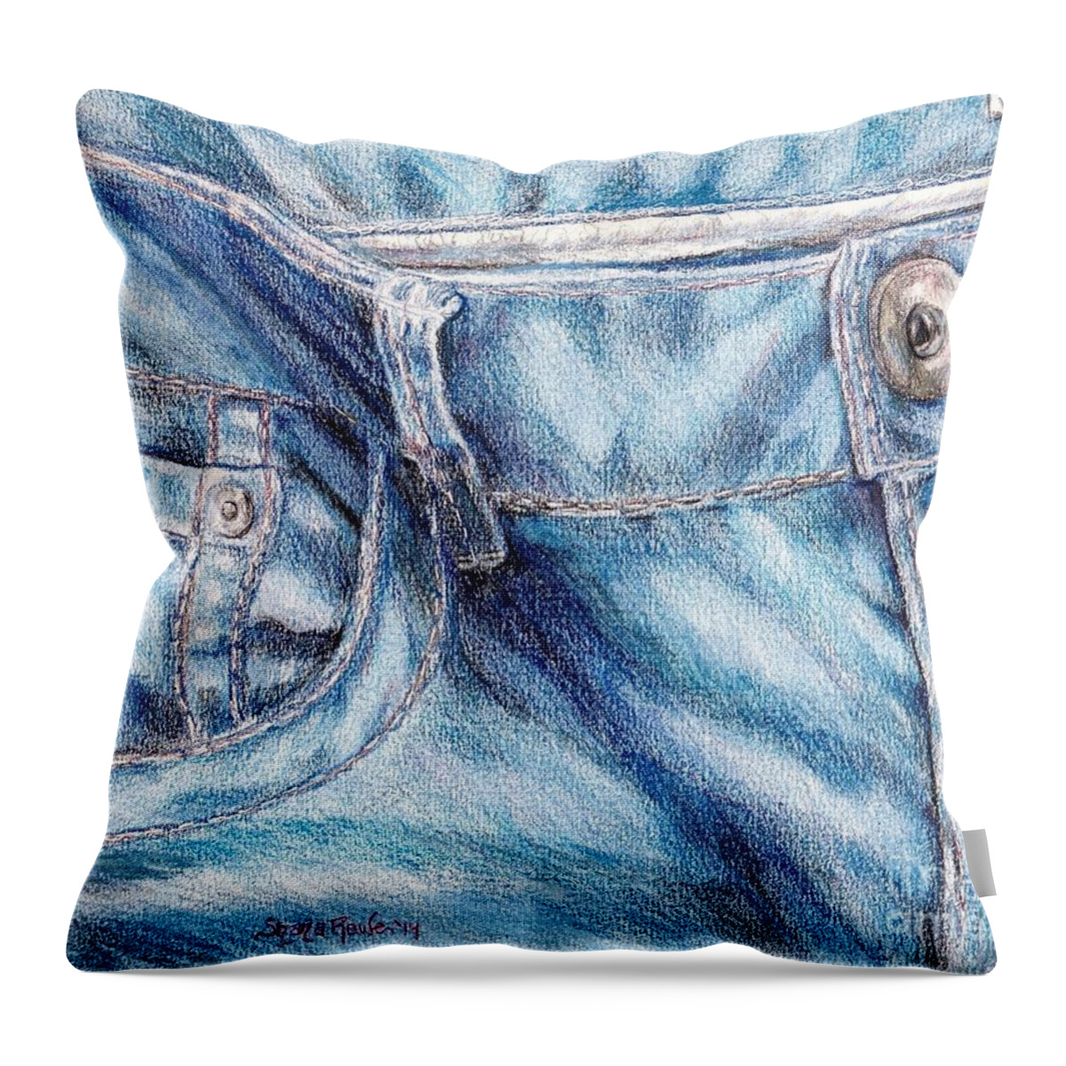 Jean Throw Pillow featuring the painting Her Favorite Pair of Jeans by Shana Rowe Jackson