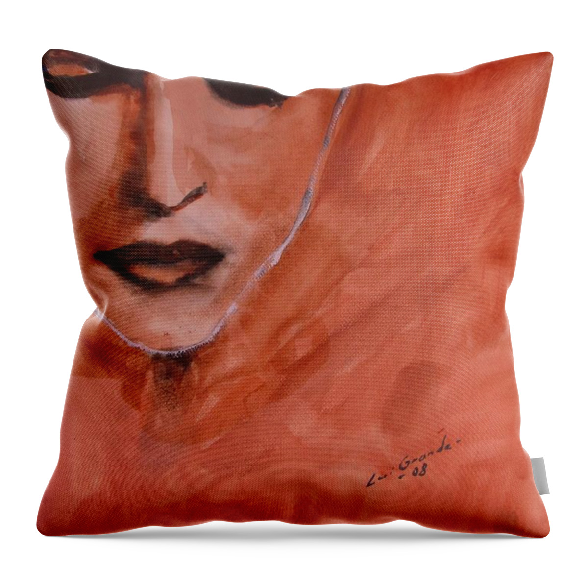 Portrait Throw Pillow featuring the painting Looking To Her Soul by Jarmo Korhonen aka Jarko