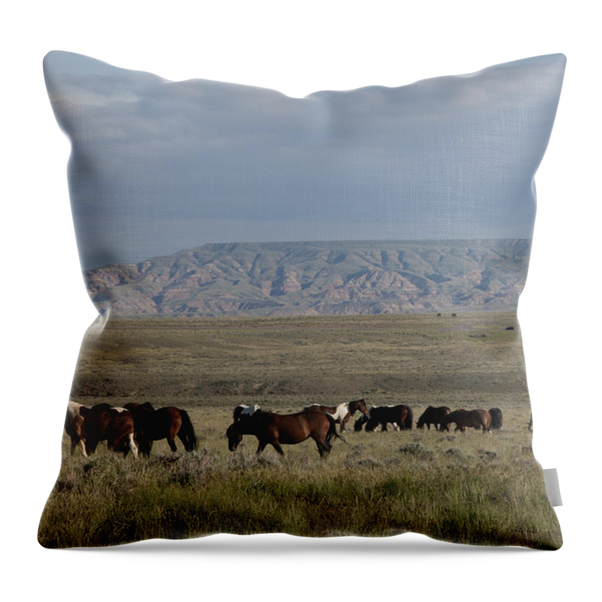 America Throw Pillow featuring the photograph Herd of Wild Horses by Juli Scalzi