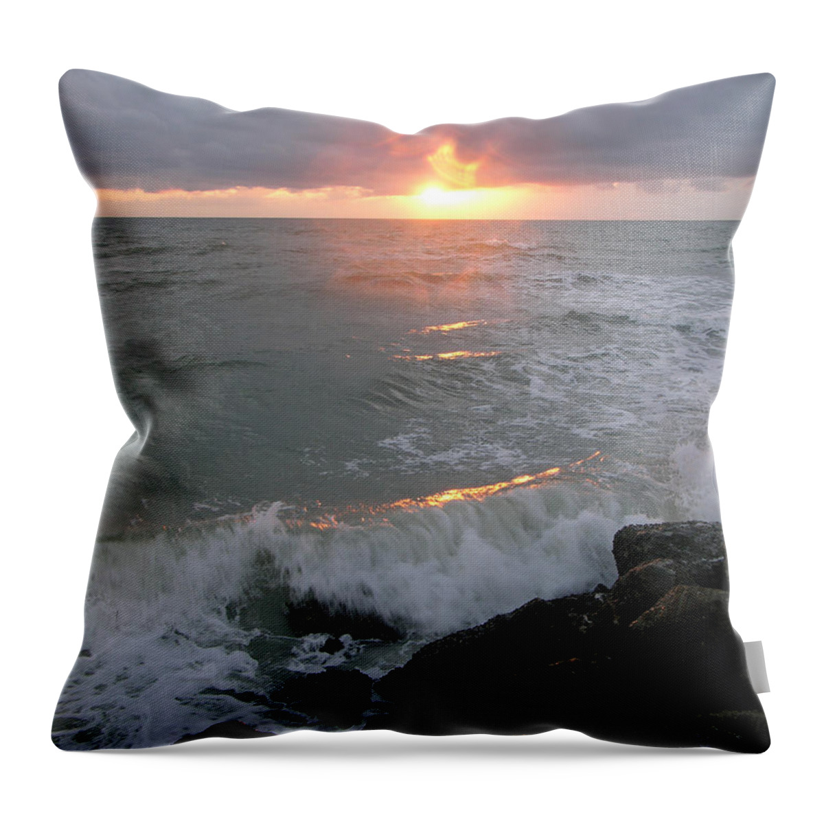 Ocean Throw Pillow featuring the photograph Here comes the sun by Julianne Felton