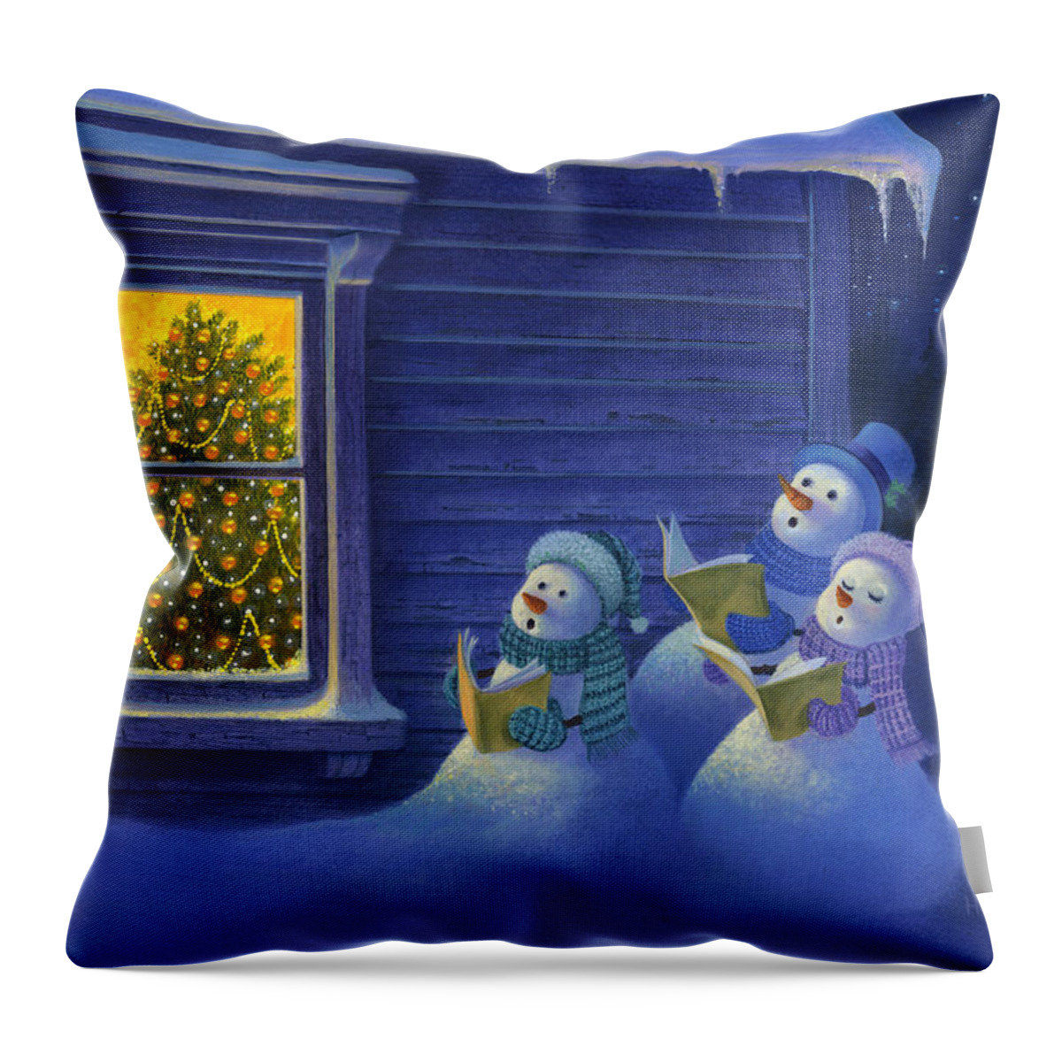 Michael Humphries Throw Pillow featuring the painting Here We Come A Caroling by Michael Humphries