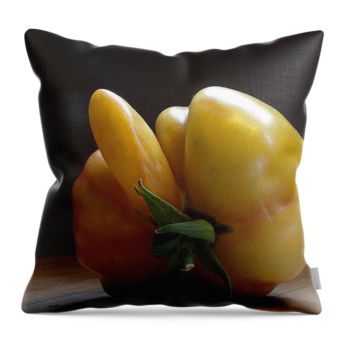 Tomatoes Throw Pillow featuring the photograph Heres What We Think by Joe Schofield